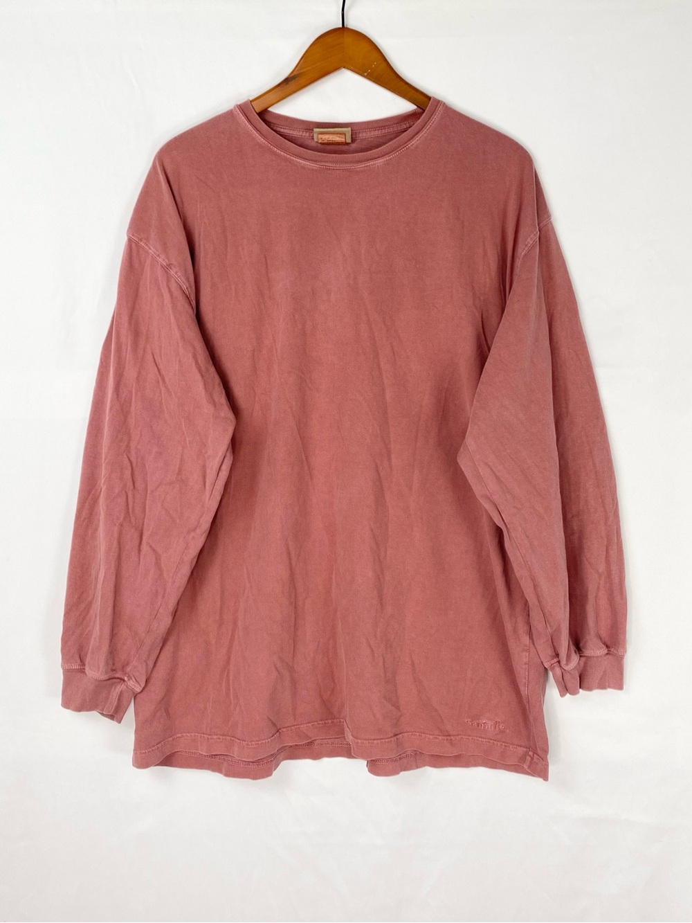Vintage Sahalie Organic Cotton Mauve Pink Long Sleeve Tee Top Size XL